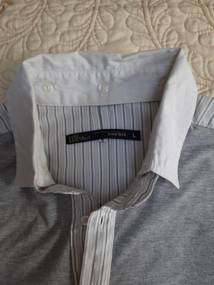 LTB Gri K.K Düğmeli Erkek GÖMLEK/T-SHIRT(L) - Görsel 3