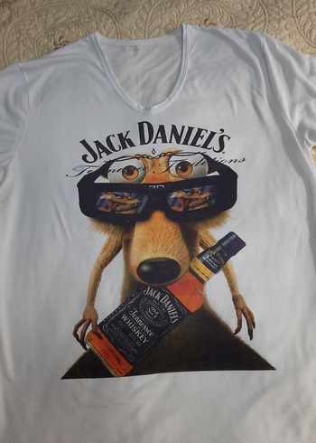 Jack Daniel's Baskılı VYaka Beyaz Tişört(XL/XXL) - Görsel 3