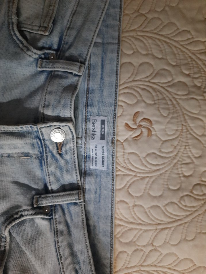 BERSHKA Kadın Açık Mavi Slim Fit Denim Jean (42) — görsel 4/16
