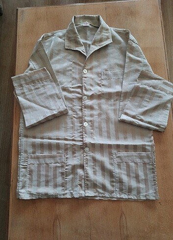 NOSTALJİK BEJ ERKEK PİJAMA TAKIMI (XL) - Görsel 2