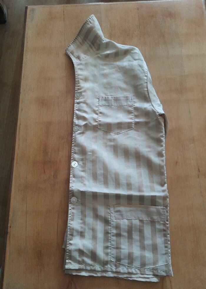 NOSTALJİK BEJ ERKEK PİJAMA TAKIMI (XL) - Görsel 3