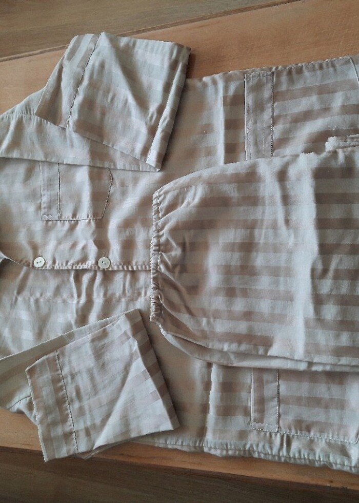 NOSTALJİK BEJ ERKEK PİJAMA TAKIMI (XL) - Görsel 4