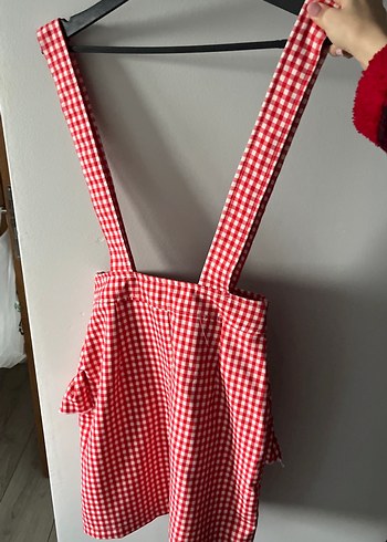 Kırmızı Kareli salopet - Görsel 2