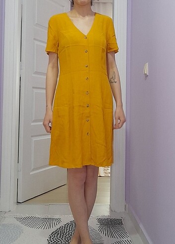 36 Beden sarı Renk zara elbise 