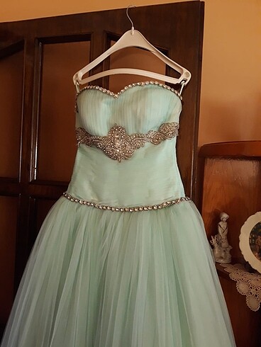 Su yeşili nişan kına elbisesi - Görsel 6
