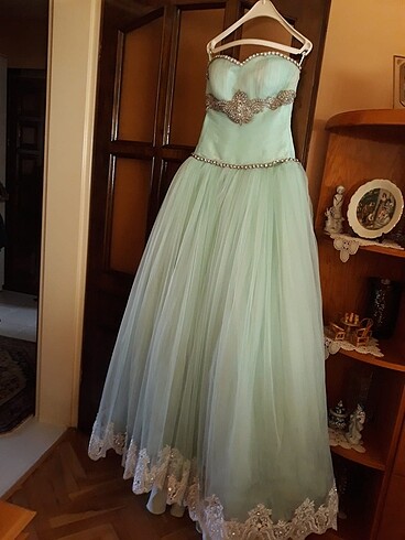 Su yeşili nişan kına elbisesi - Görsel 5
