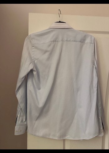 Bej Keten Erkek Gömlek, Uzun Kollu, Düğmeli - Görsel 3