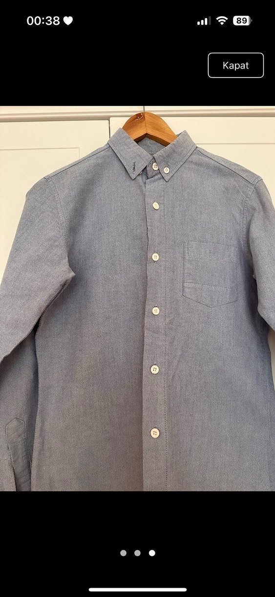 Gri Uzun Kollu Denim Erkek Gömlek - Görsel 3