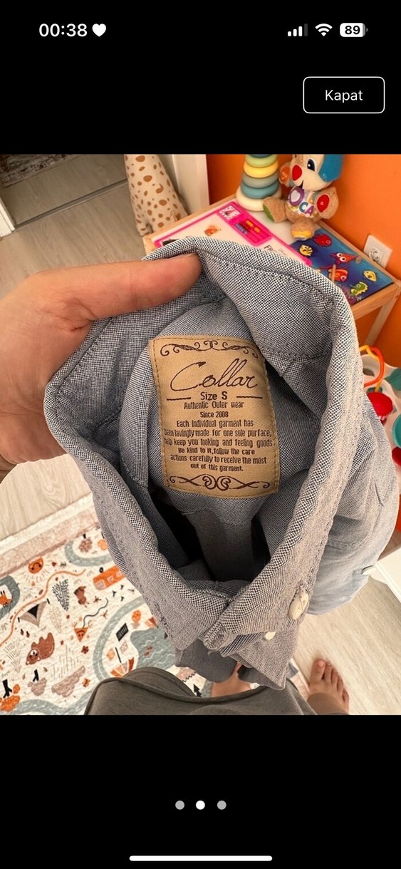 Gri Uzun Kollu Denim Erkek Gömlek - Görsel 2