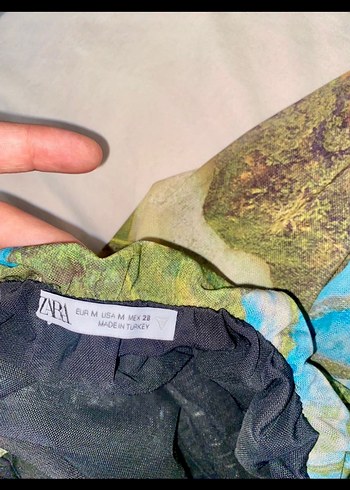 Zara Turkuaz Uzun şifon Elbise - Görsel 3