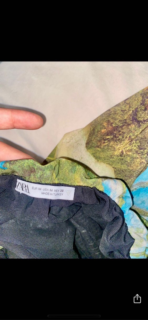 Zara Turkuaz Uzun şifon Elbise - Görsel 3