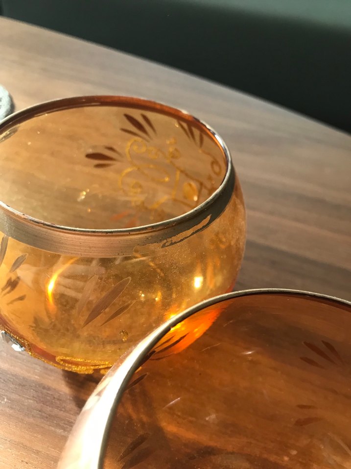 Altın Renkli Turuncu Cam Kase - Görsel 2