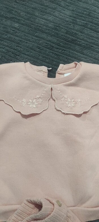 6 Ay Beden ten rengi Renk E bebek üst kalın sweat bebe yaka alt fitilli tayt