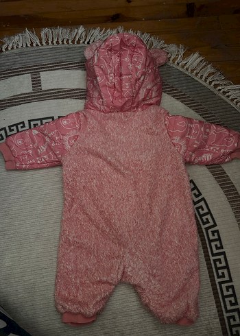 Kapüşonlu Pembe Örgü Bebek Tulumu - Görsel 2