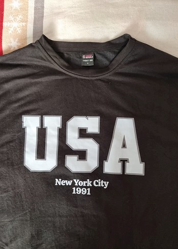 Diğer Siyah USA Baskılı Erkek Tişört