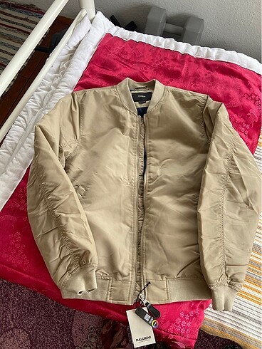 l Beden Pull&Bear erkek bej bomber ceket