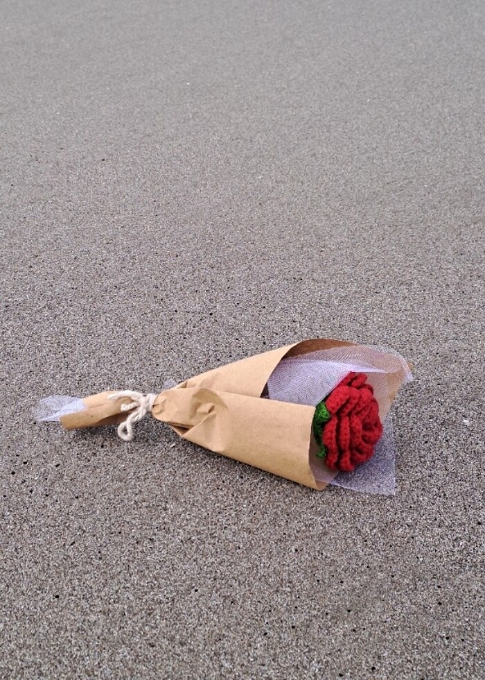 Örgü kırmızı gül - Görsel 2