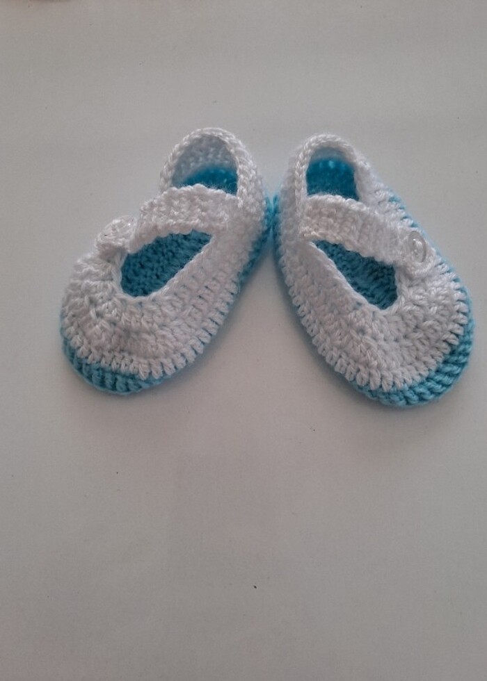 Örgü babet modeli bebek ayakkabısı  - Görsel 2