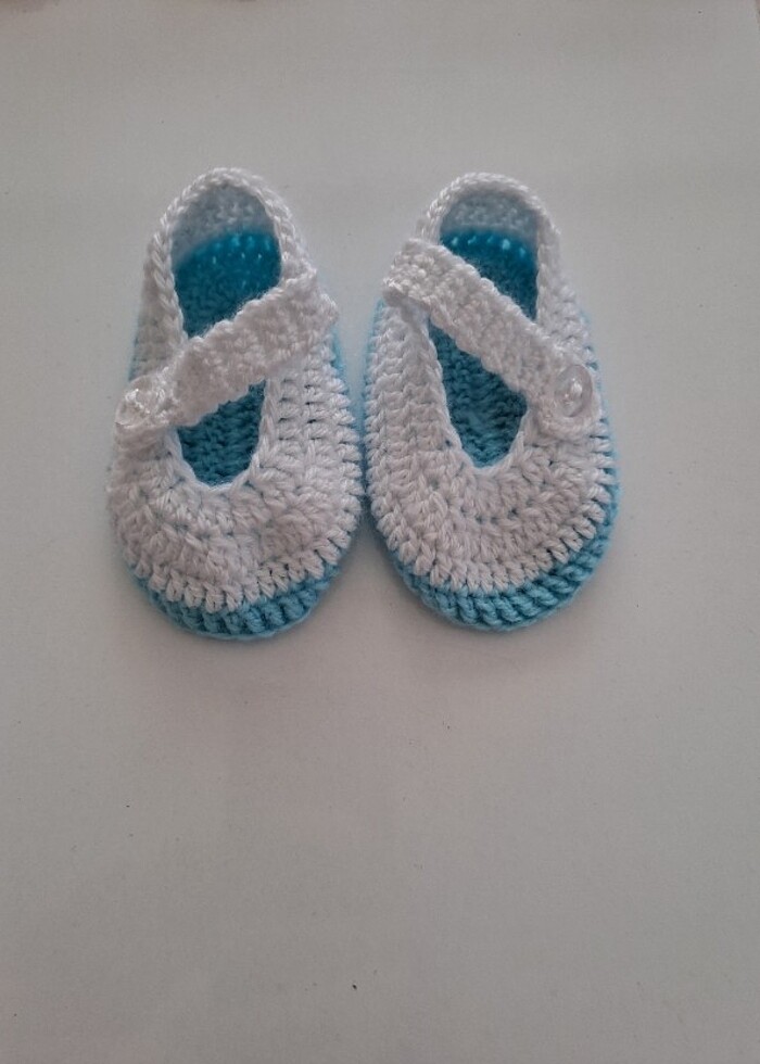 Örgü babet modeli bebek ayakkabısı  - Görsel 3