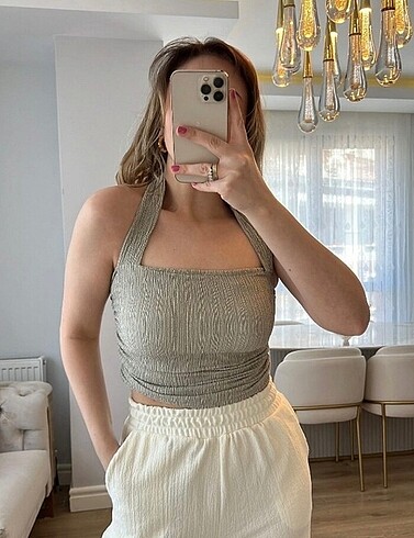 Zara yeşil üst bluz crop