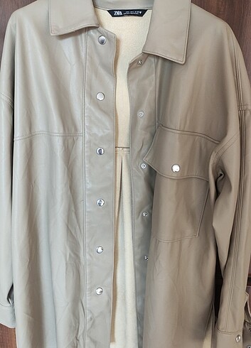 s Beden kahverengi Renk Zara oversize suni deri ceket 