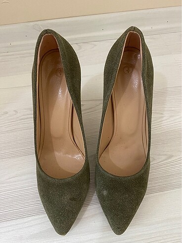 40 Beden haki Renk Haki Süet Stiletto