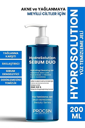 Beden 2 adet PROCSIN Hydrosolution Yağlı Ve Akneye Meyilli Ciltler Içi