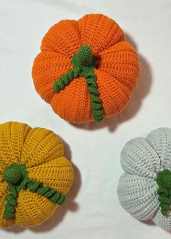 Sarı Örgü Kabak Şeklinde Süs - Görsel 5