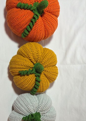 Turuncu Örgü Kabak Şeklinde Süs - Görsel 6