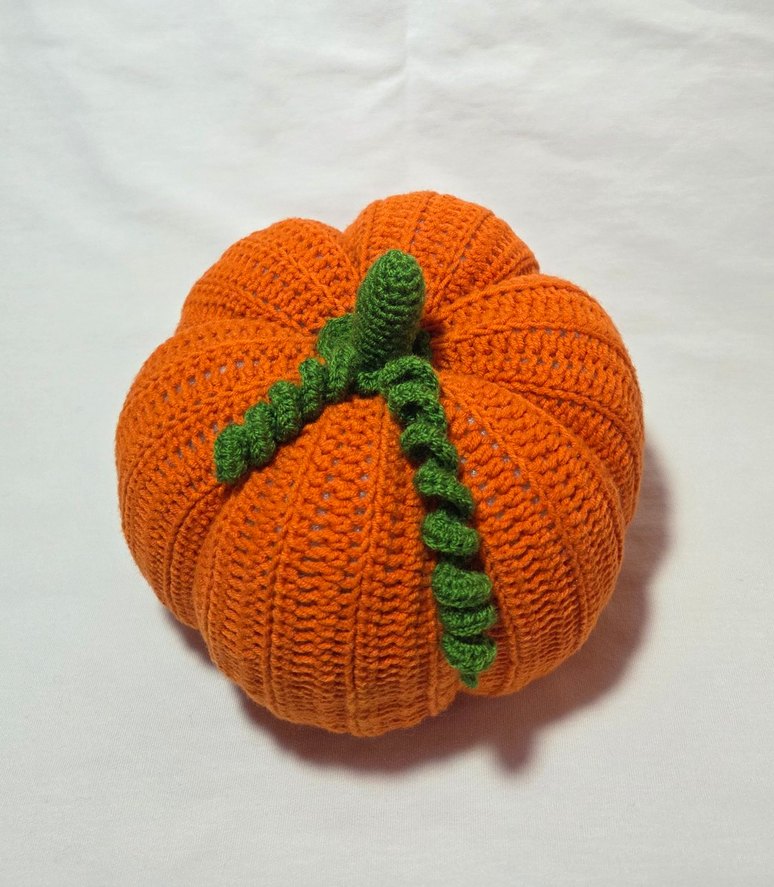 Turuncu Örgü Kabak Şeklinde Süs - Görsel 2