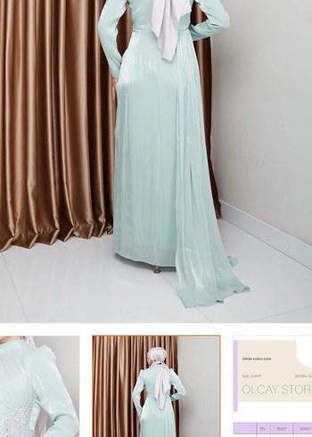 Turkuaz Drapeli Uzun Abiye Elbise - Görsel 5