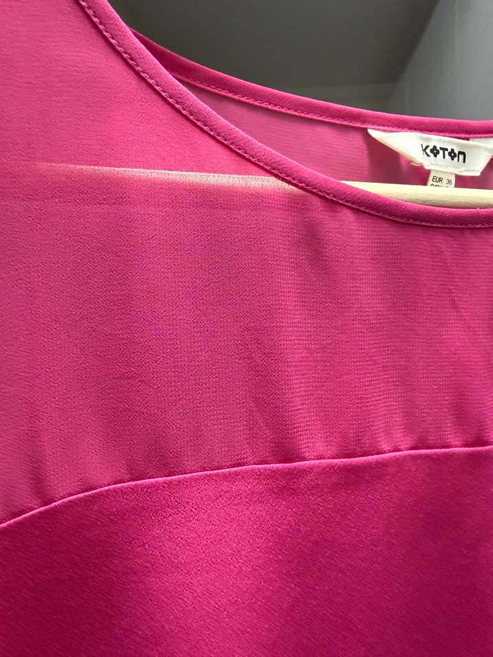 Pembe Kısa Kollu Kadın Bluz - Görsel 3