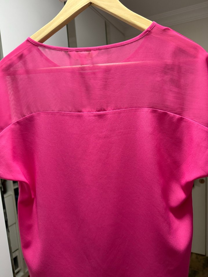 Pembe Kısa Kollu Kadın Bluz - Görsel 4