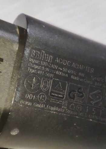 Beden Renk BRAUN 491-5691 ŞARJ ADAPTÖRÜ