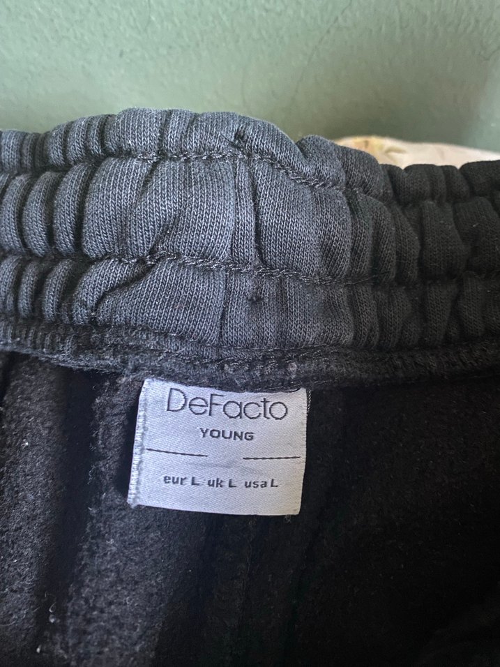 Erkek Siyah Kapüşonlu Bol Kesim Eşofman Altı - Görsel 2