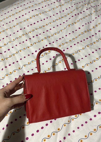 Kırmızı Deri Tokalı Kadın El Çantası - Görsel 3