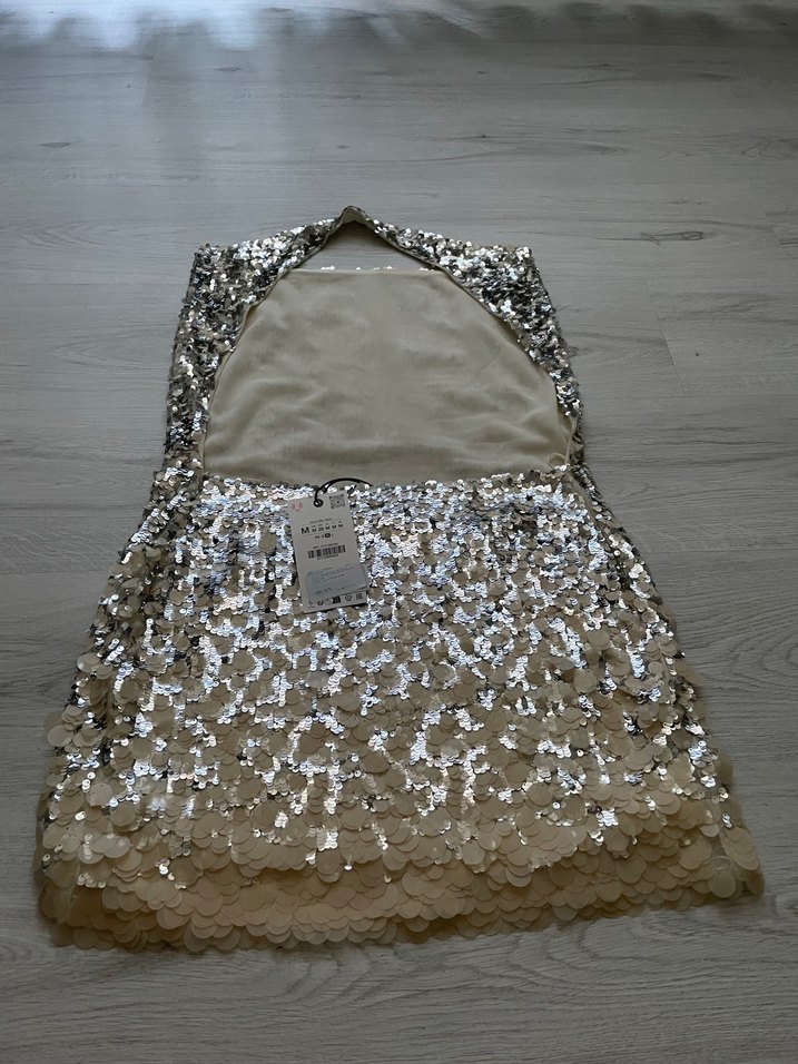 Zara Kadın Straplez Payetli Mini Elbise - Görsel 3