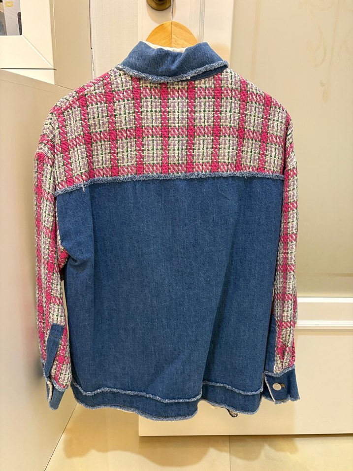 Kadın Çok Renkli Denim Düğmeli Ceket - Görsel 2