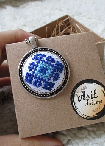 Etnik Desen Etamin İşleme Kolye