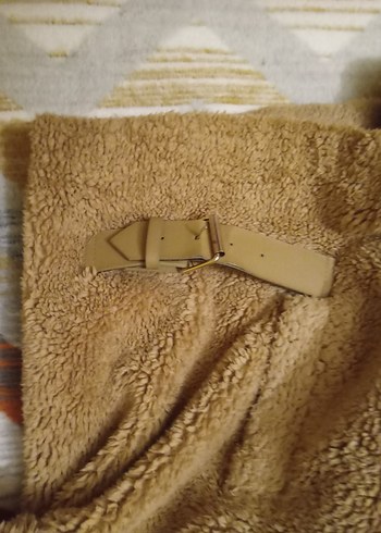 Bej Peluş Detaylı Hamile Kaban - Görsel 4