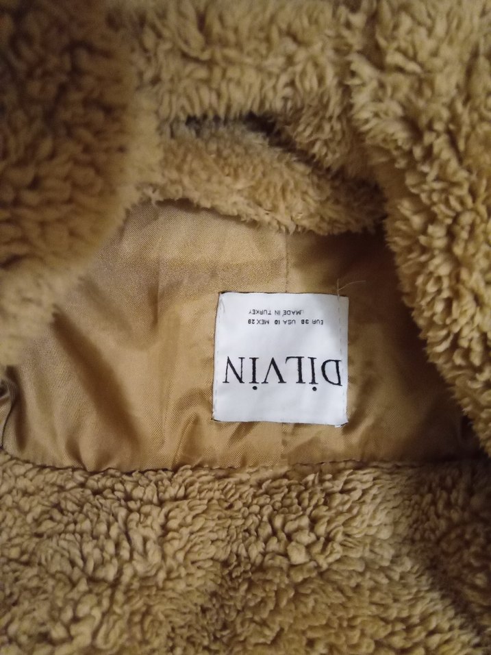 Bej Peluş Detaylı Hamile Kaban - Görsel 3