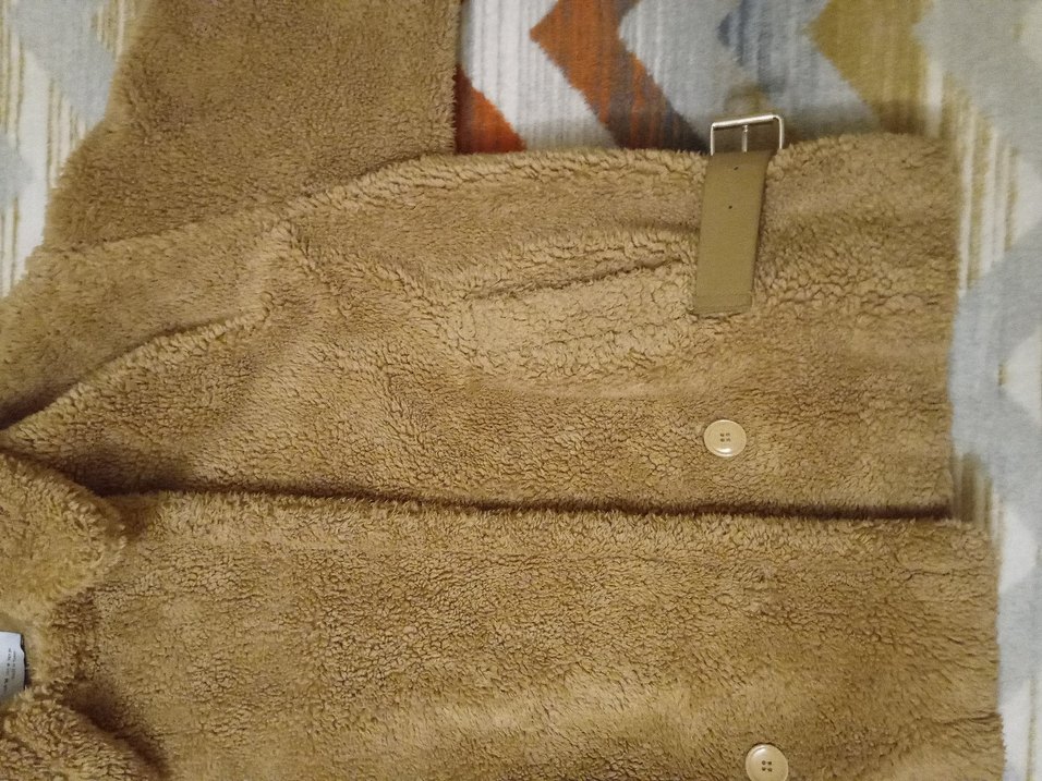 Bej Peluş Detaylı Hamile Kaban - Görsel 5