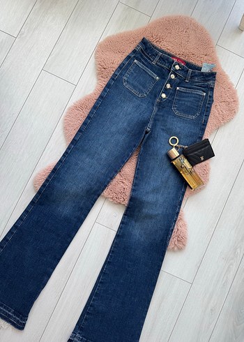 36 Beden lacivert Renk Zara yüksek bel boru paça jean
