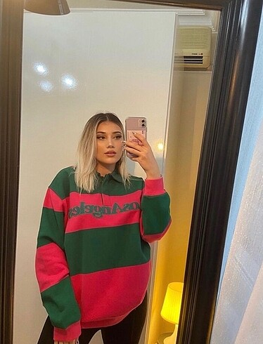 Zara çizgili oversize sweatshirt