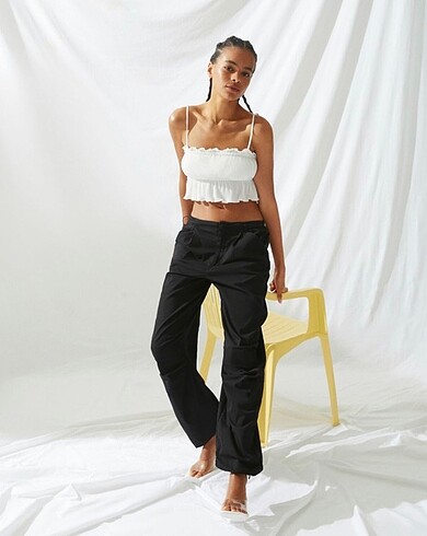 Bershka Bershka büzgülü askılı pileli crop top