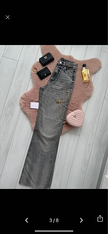 34 Beden gri Renk Zara TRF HIGH-RISE WIDE LEG JEAN