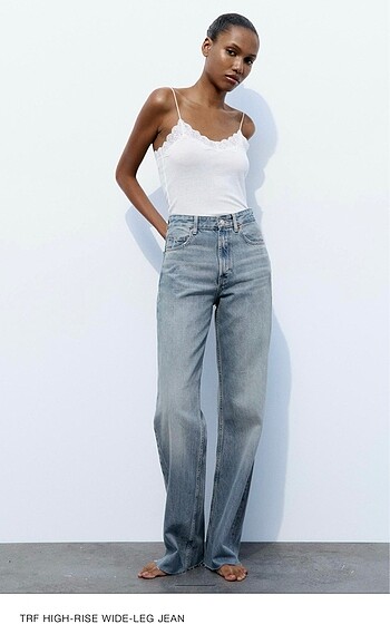 ZARA TRF HIGH-RISE WIDE LEG JEAN