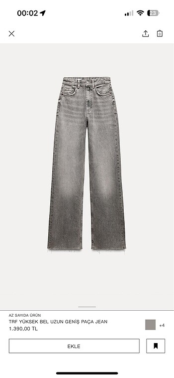 34 Beden ZARA WIDE LEG JEAN