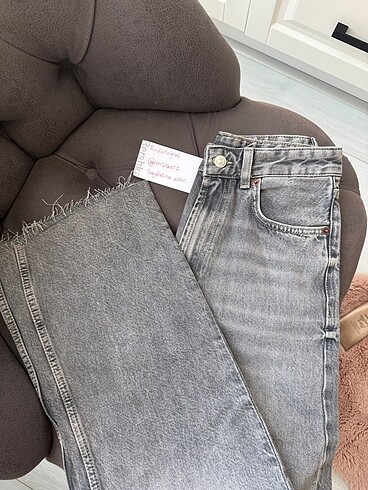 34 Beden gri Renk ZARA WIDE LEG JEAN