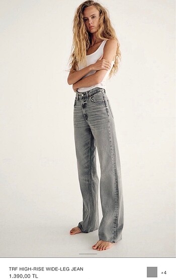 ZARA TRF HIGH-RISE WIDE LEG JEAN